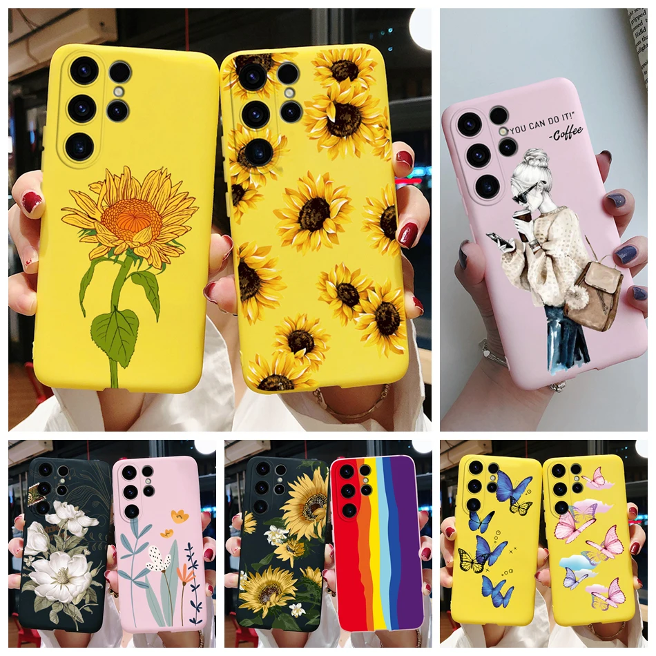 Per Samsung Galaxy S24 Ultra Case S24 Plus Sunflower Girl Painted Custodia Morbida In Silicone Per Samsung S24 Ultra S 24 S24 + Shell