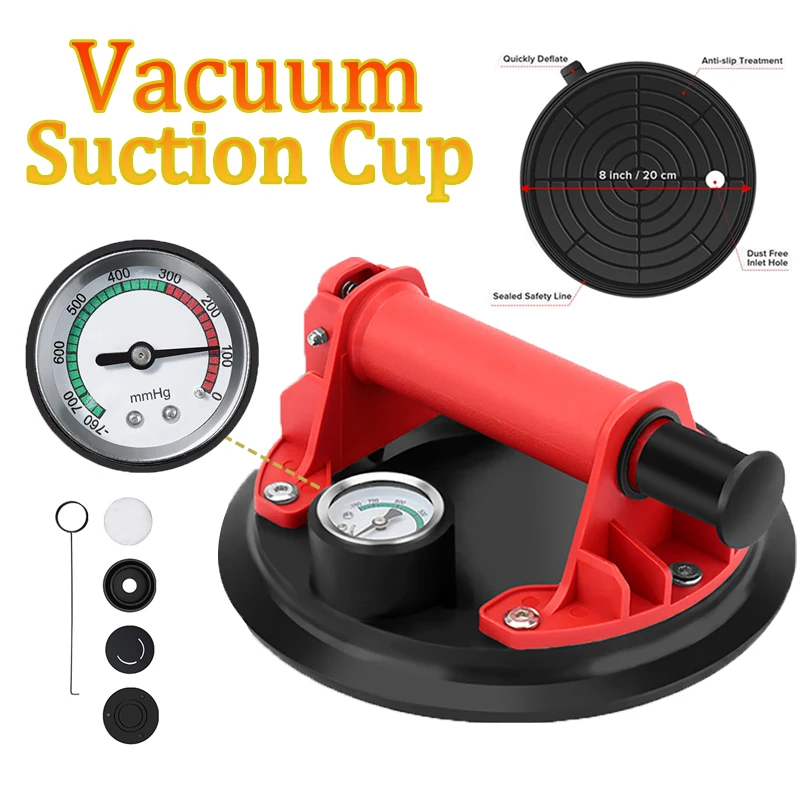 Meter Vacuum Suction Cup 250 Kg Carrying Capacity 8" Vacuum Suction Cup Heavy Duty Lifter for Granite Tile Glass Manual Lifting