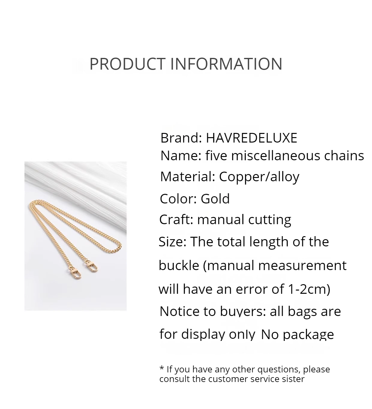 HAVREDELUXE Bag Chain Three-in-one Transformation Metal Bag Messenger Copper Chain Bag Chain Accessories Single Purchase