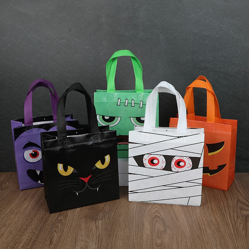 8-24Pcs Halloween Non-Woven Gift Bags Pumpkin Ghost Candy Snacks Packaging Bag Halloween Party Home Decor Supplies Kids Favors