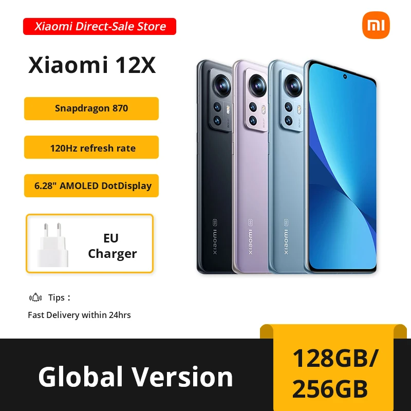 Versione Globale Xiaomi 12X 8Gb 128Gb/256Gb Snapdragon 870 5G 120Hz 6.28 "Amoled Dotdisplay Fotocamera Da 50Mp
