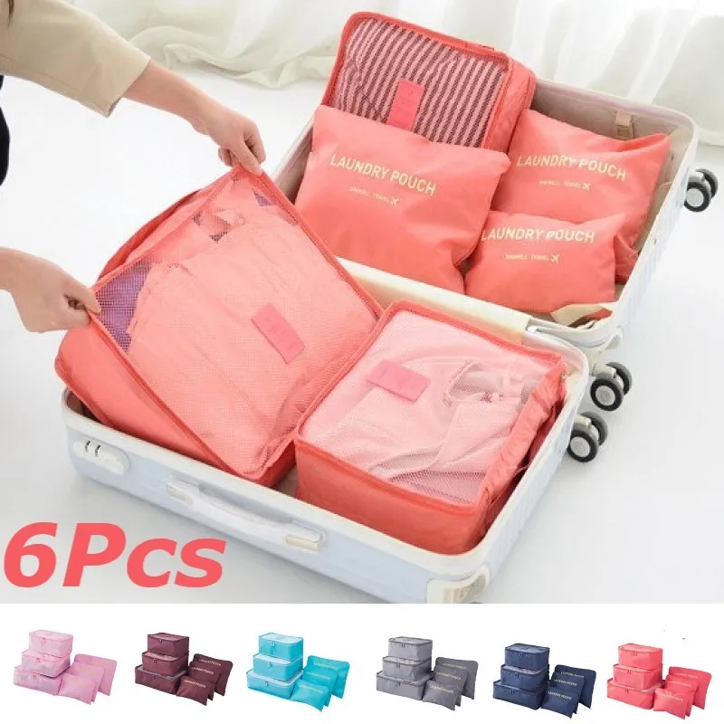 

6pcs Set Travel Suitcase Organizer Bags Luggage Packing Cubes For Travel Organizer Storage Shoe Clothes Luggage Organizer Bags