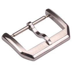 Premium Polished Brushed Stainless Steel Watchband Clasp with Pin Buckle - 22mm (Silver)