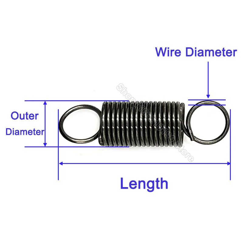Stainless Steel Hook End Extension Springs - 1.5mm Wire, 30mm To 300mm Length