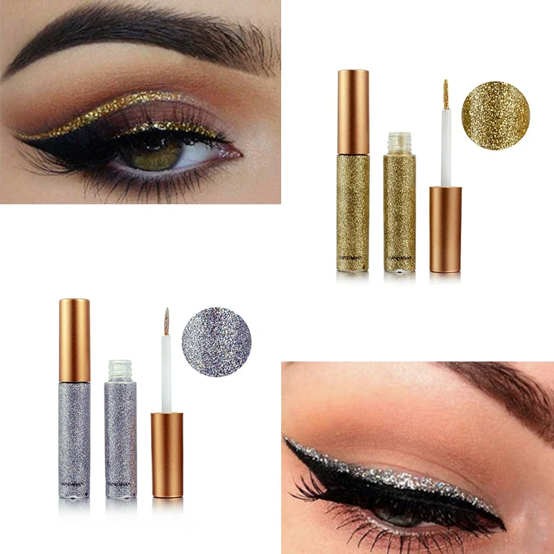 1pcs Sexy Shining Glitter Liquid Eyeliner Pencil Diamond Shimmer Eye Liner Rose Gold Color Eyeliner Makeup for Eye Cosmetics
