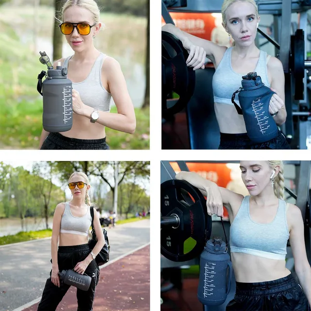 2L/64oz Silicone Water Bottles Collapsible Travel Water Bottle Roll Up Foldable Water Bottles With Straws Travel Camping Hiking 5