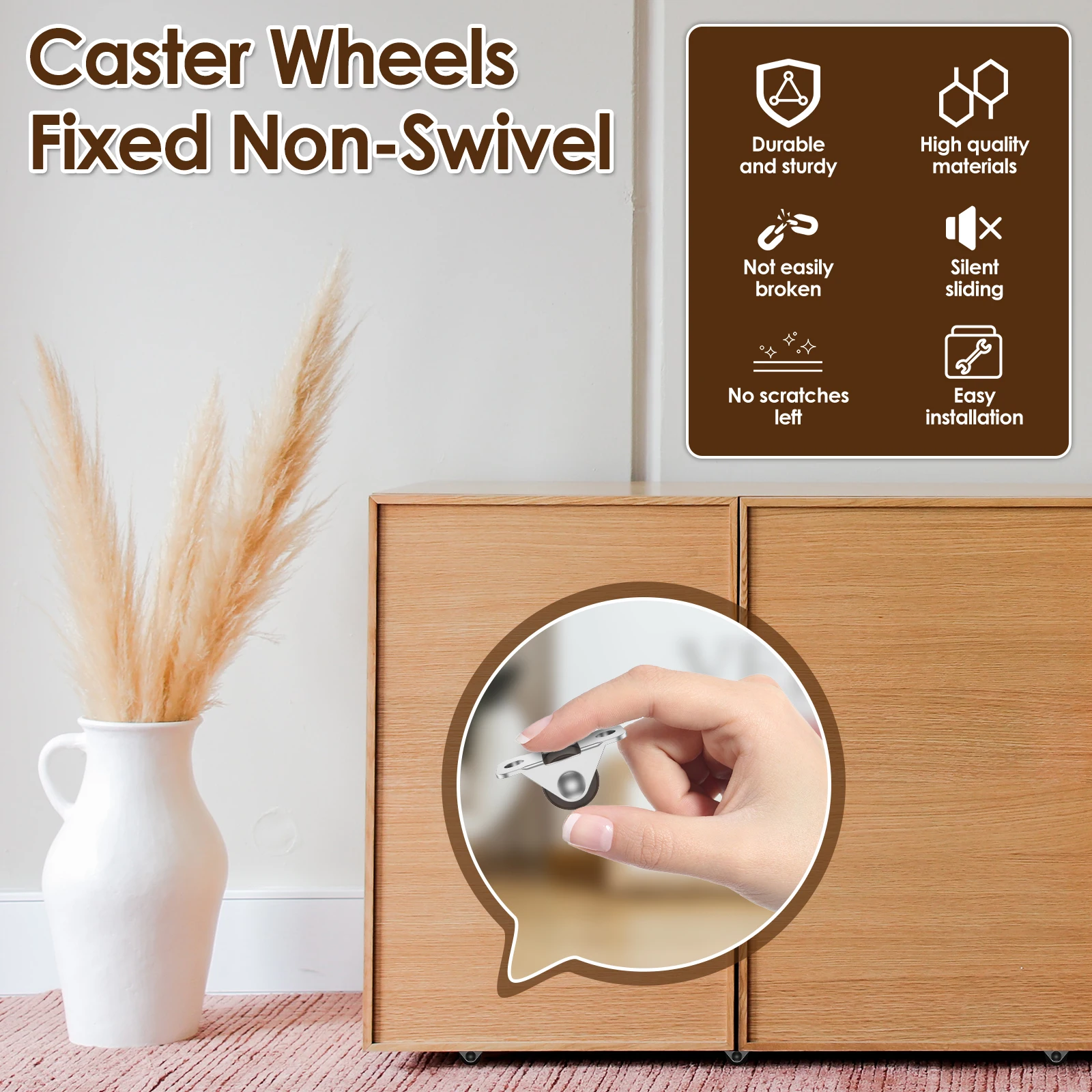 Furniture Castors Directional Casters Fixed Caster Wheels Mute Rubber Non Swivel Casters 17.6lbs Capacity Per Wheel 16/32 PCS furniture casters furniture casters wheels