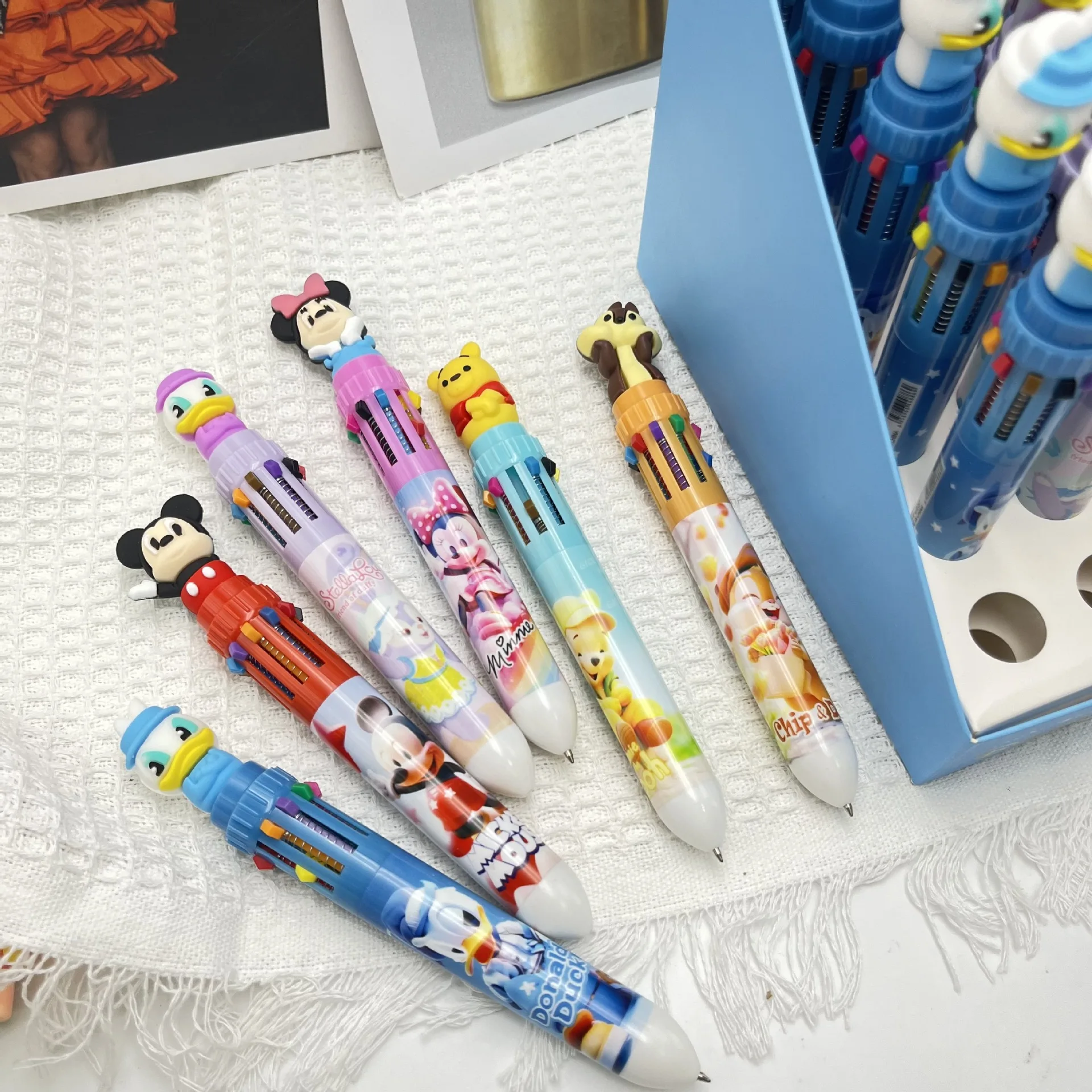Ballpoint Pen 36 Pcs Cartoon Disney Mickey Doll 10-colors Ballpoint Pen Student Supplies Stationery
