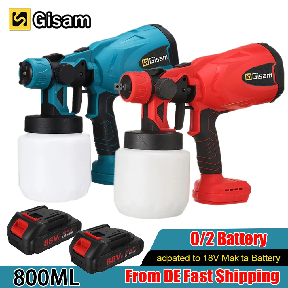 800MLHandheldSprayGunCordlessElectricRechargeBatteryPaint