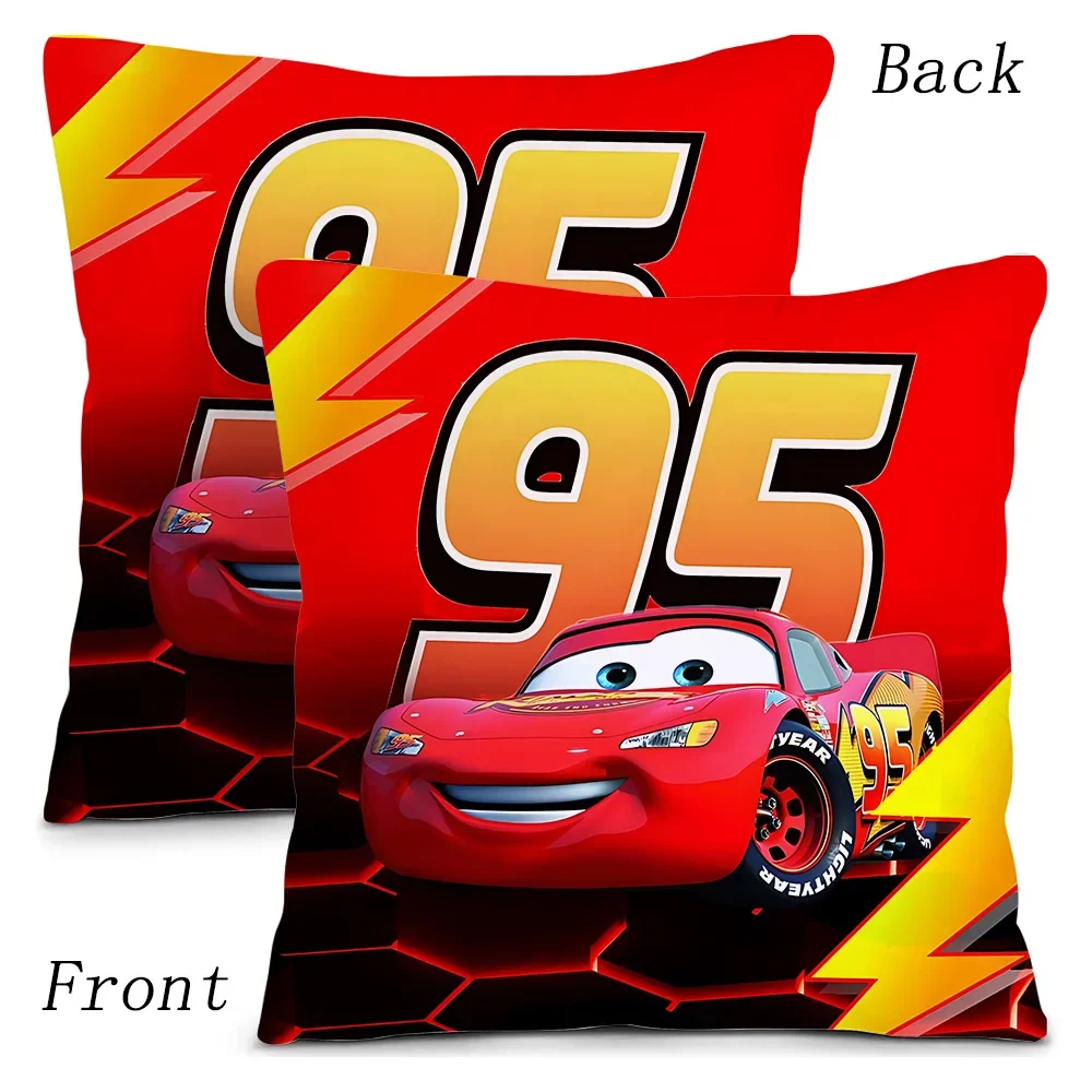 Lightning McQueen Cars Pillow Covers Cartoon Sofa Decorative Home Double-sided Printing Short Plush Cute Cushion Cover
