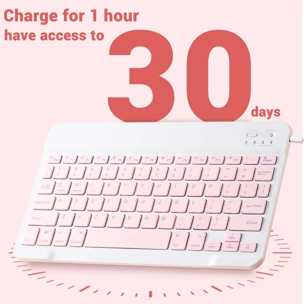 Wireless Keyboard Mouse iPad Keyboard Tablet Keyboard Wireless Keyboard Mini Wireless Bluetooth Mouse 10inch BT Spanish Keyboard For iPad 10th Air 2 generation Phone Tablet Portable For Huawei Android