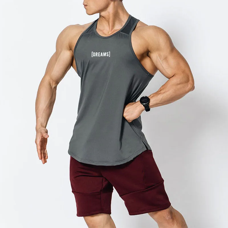 

Gym Tank Top Male Basketball Quick Drying Round Neck Bodybuilding Solid Sleeveless Muscle Fitness Vest Singlets Gym T-shirt Man