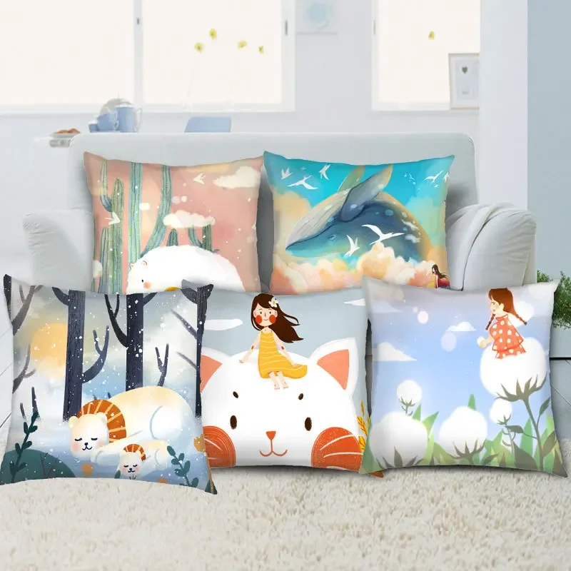 

Animal Bear Whale Pillowcase Cartoon Kawaii Girl Decorative Room Kids Gift Home Decor