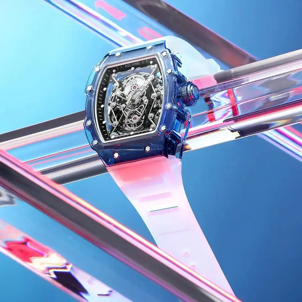 Ailang-relógio de Pulso Turbilhão Mecânico Masculino Forma de Barril Relógio Luminoso Automático para Menino Pulseira de Silicone Novo 2023 - Image 6