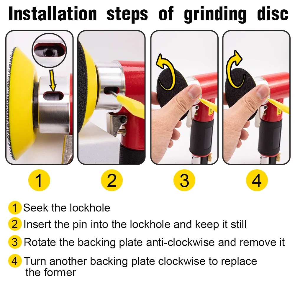 Mini Orbit Air Sander Pneumatic Grinding Machine for Car Polishing High Speed Air Powered Polisher Grinding Set with 2"/3" Pads