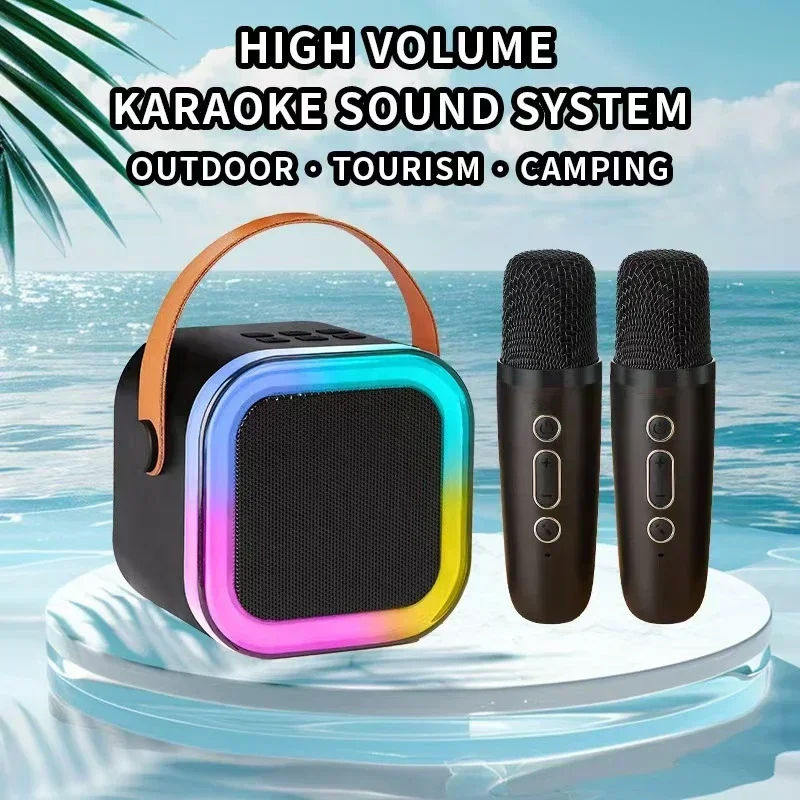 K12 Bluetooth Speaker Portable Karaoke Machine 5.3 PA System With 2 Wireless Microphones Home Family Singing Children's Gifts bluetooth speaker