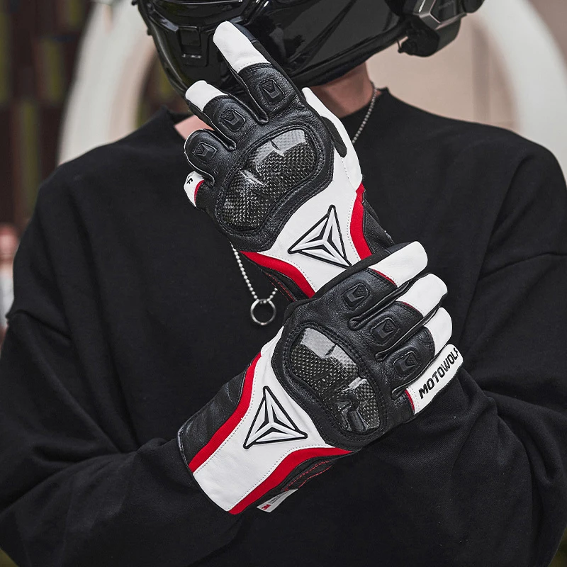 Winter Motorcycle Gloves Men Warm Leather Gloves Touch Screen Windproof Motorbike Guantes Luvas Motocross Rainproof Carbon Fiber