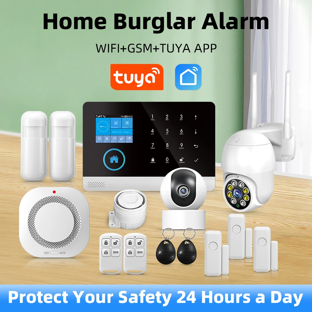Wireless WIFI GSM Home Security Alarm System For Tuya Smart Life APP