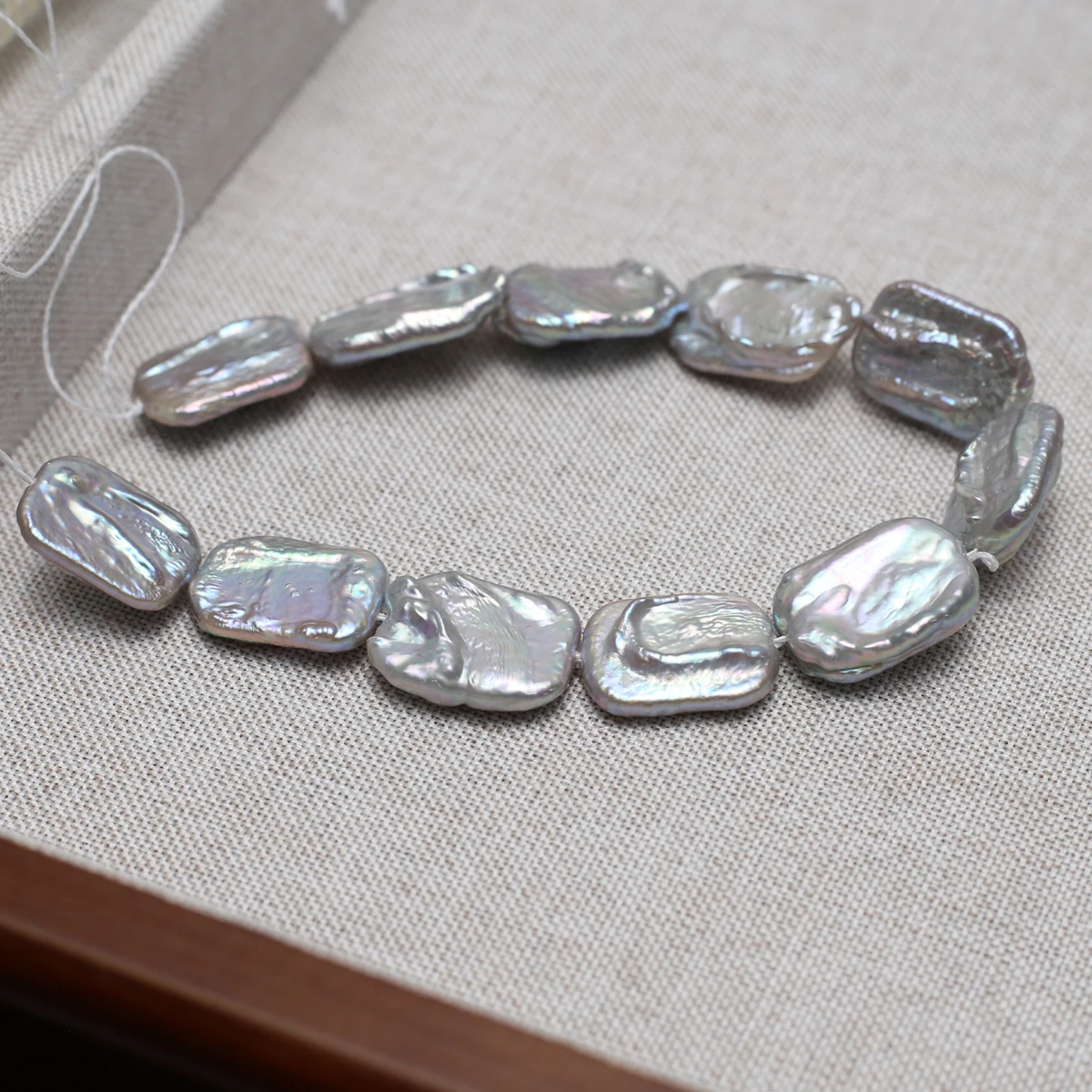 Natürliche Süßwasserperle, rechteckig, grau, 12 x 16 mm, für die Schmuckherstellung, DIY-Halskette, Ohrringe, Armband, Zubehör, Länge 18 cm