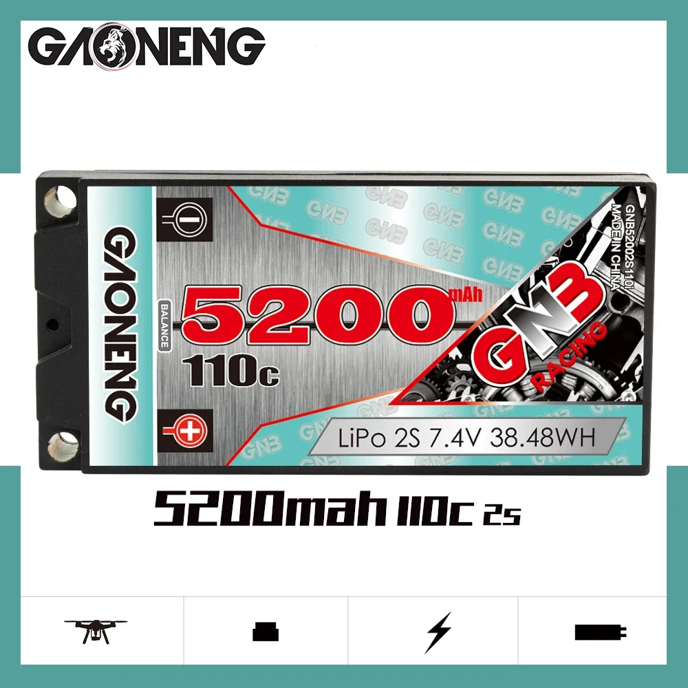 

Gaoneng GNB 2S 5200mAh 7,4 V 110C 5,0mm Bullet Hardcase Short LiPo Battery for 1/10 RC Drift Car MST Cherry D5 D5M