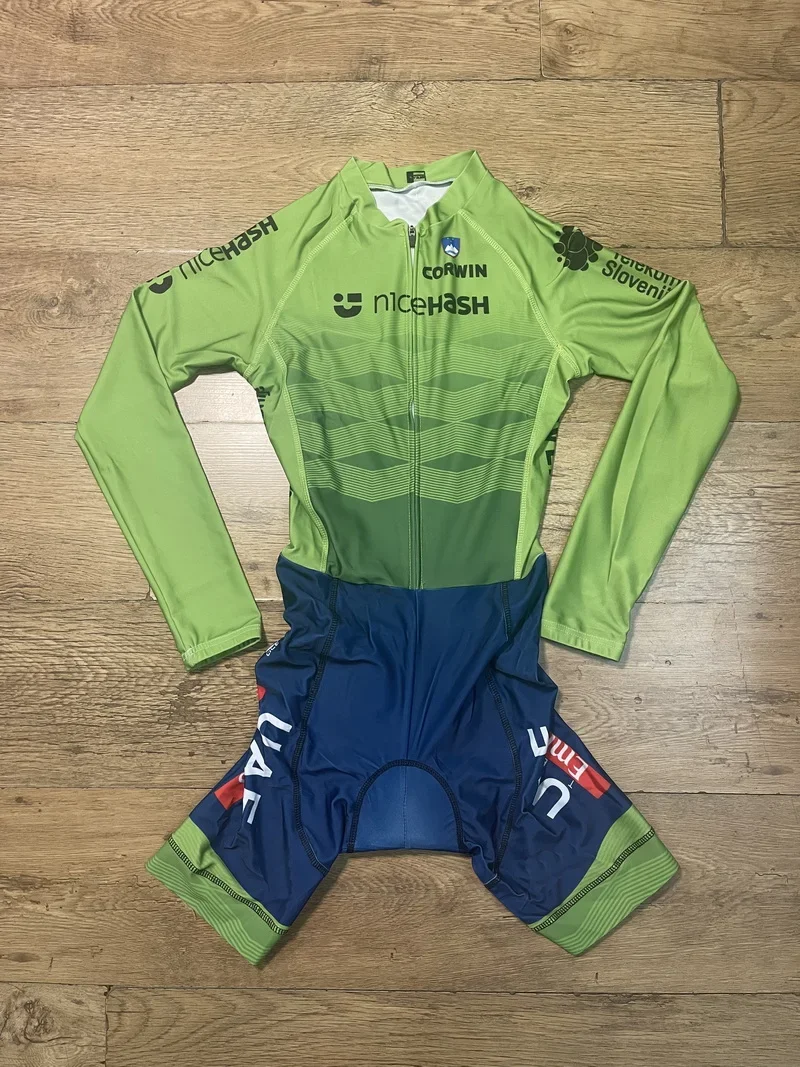 LASER CUT Skinsuit SLOVENIA UAE TEAM Bodysuit LONG SLEEVE Cycling Jersey Bike Bicycle Clothing Maillot Ropa Ciclismo