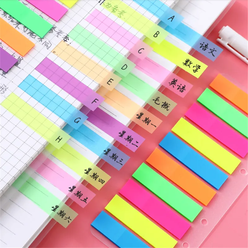 

200 Sheets Fluorescence Pet Self Adhesive Memo Pad Sticky Notes Bookmark Marker Memo Sticker Paper Student Office Supplies