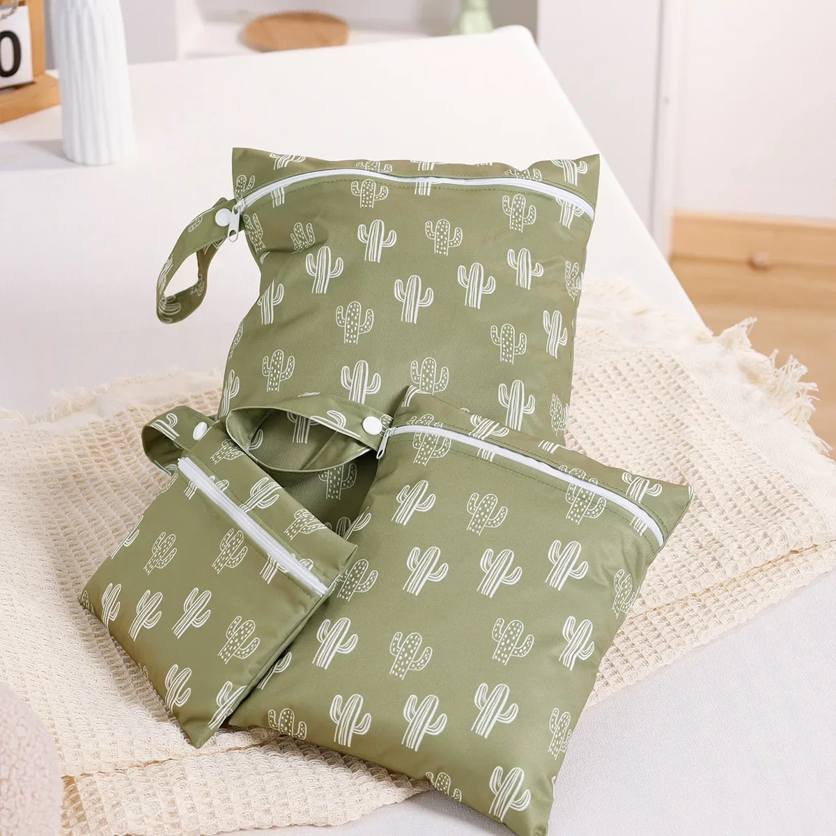 3pcs/Set Baby Diapers Bag Waterproof Recycled Fabric Dry Wet Nappy Bag Travel Outdoor Diaper Carry Pack Stroller Pocket Handbag