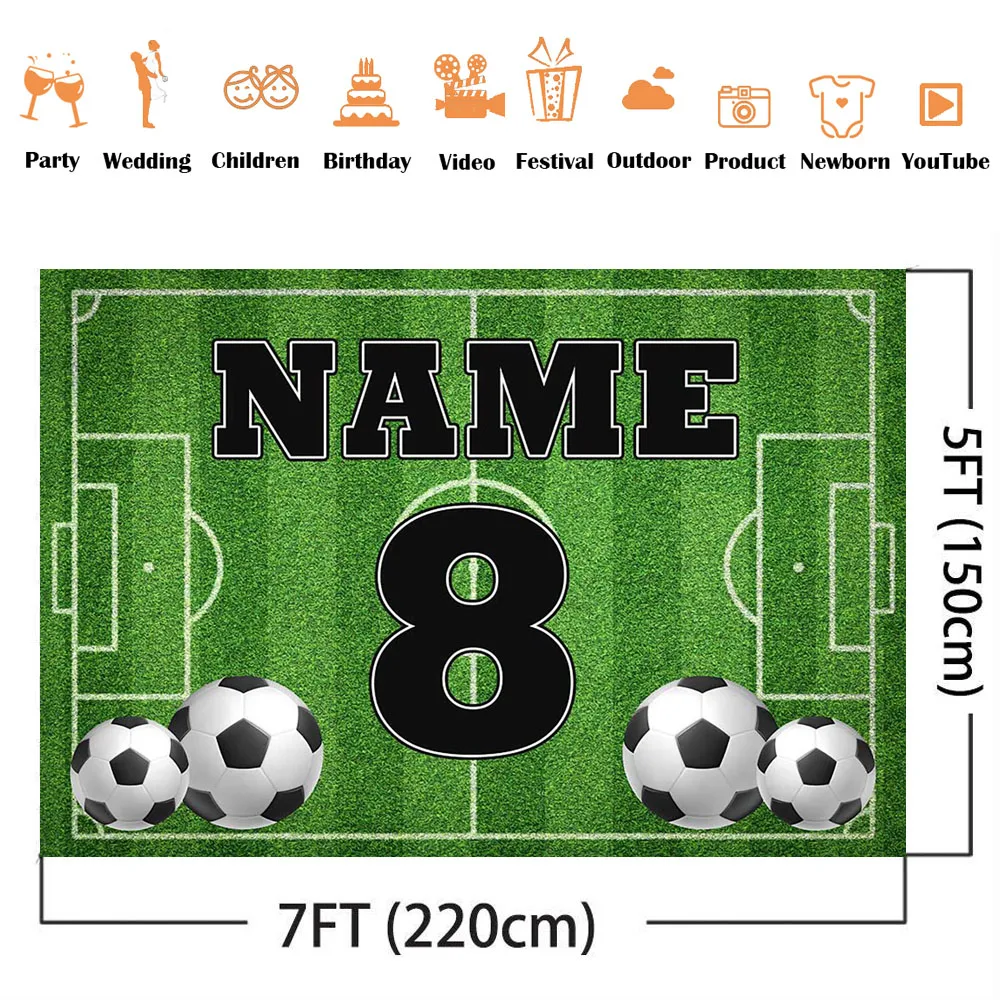 Boy Birthday Backdrop for Newborn Kid Portrait Customize Football Soccer Field Sports Poster Baby Shower Backdrop Photo Studio photo backdrop