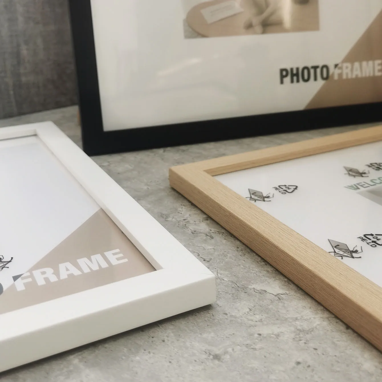Wood Square Photo Frames - 3Pcs Wall Hanging  Desktop Decor 20x20  30x30cm