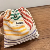 Small Corduroy Coin Purse Key Earphone Drawstring Storage Bag Women Girls Jewelry Lipstick Cosmetic Tote Rope Pouch String Bags 1