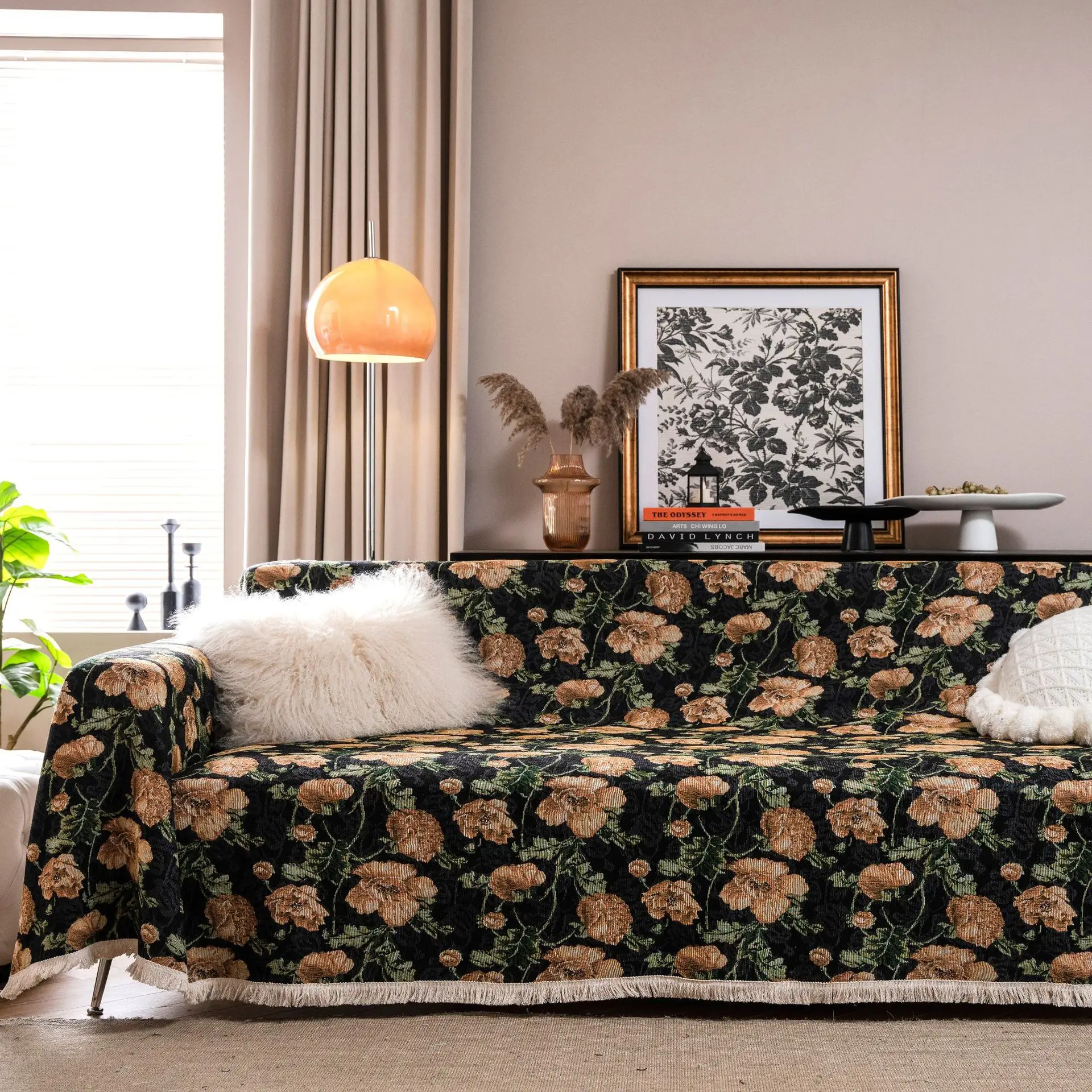 thumbnail image 1 of Funda de sofá estilo americano, estilo campestre, de poliéster y algodón, con diseño floral de jacquard, para decoración del hogar, manta de sofá, cojín para sentarse, 1 of 5
