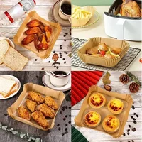 Papier de cuisson pour friteuse à Air jetable, carré et rond, plaque de Barbecue, tapis antiadhésif, four de cuisine, outil en papier absorbant l'huile 4