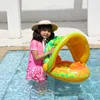 Infant Baby Float Swimming Seat Circle Inflatable Pool Swimming Ring Baby Water Seat with Sunshade Summer Beach Party Toys 5