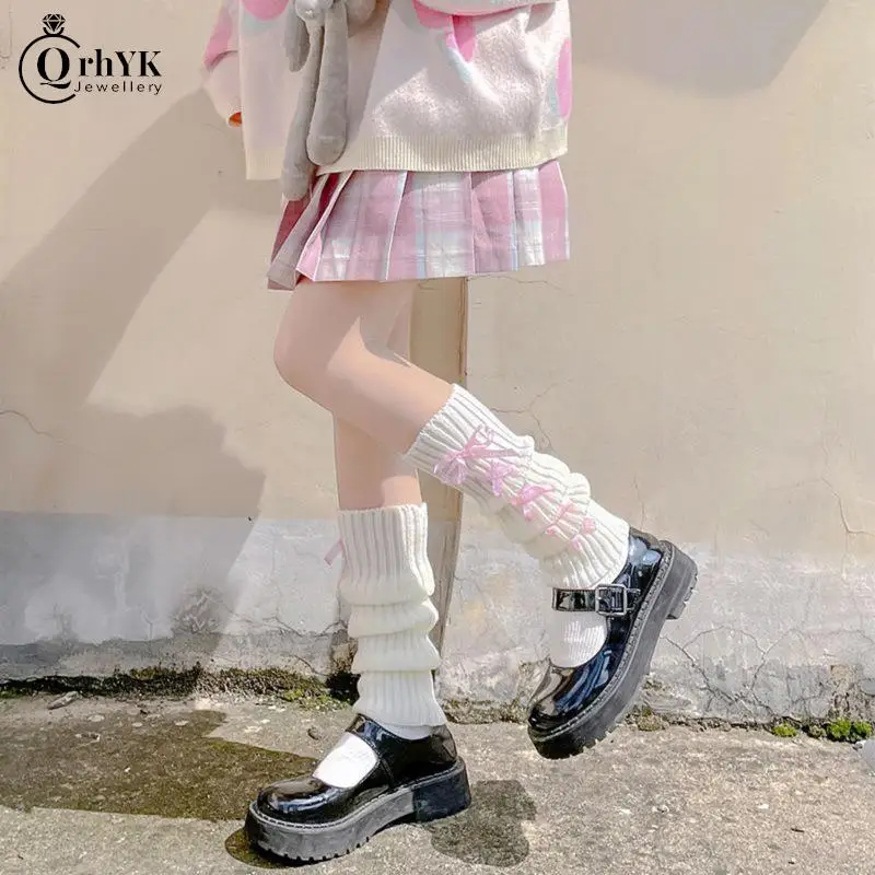 

1PC Lolita Leg Warmers Japanese Women Gothic Long Socks Leggings Gaiters Knee Goth Winter Sock Knitted Cuffs Ankle Warmer