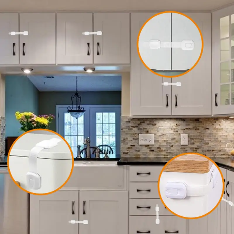 Child Lock Drawer Cabinet Door Lock Invisible Switch Baby Anti Pinch Hand Protection Adjustable Safety Locks No Damage Furniture