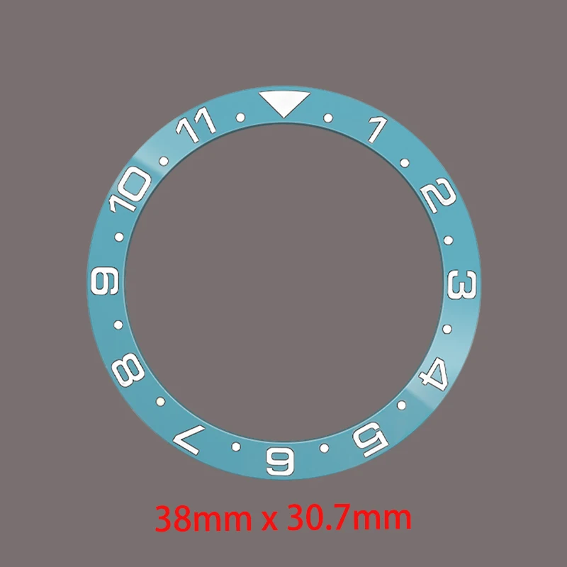 Mod 38 x 30,6 mm gebogener Keramik-Lünetteneinsatz, passend für SKX007 SKX009 GMT SUB Uhrengehäuse NH35 NH36 Uhrwerk, Lünettenring, Refit-Teile – Detail 4