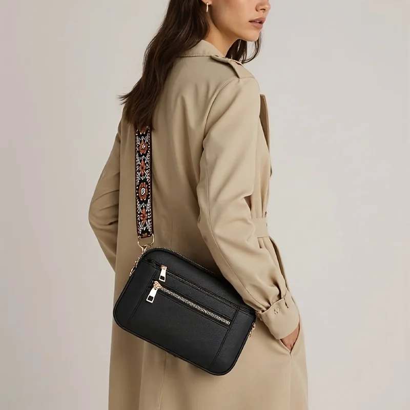 Stylish Large Capacity PU Square Crossbody Bag Multi-Functional Casual Shoulder Bag for Women's Travel, Shopping Styling Outfits