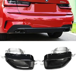 1 Pair Car Exhaust Tip 304 Stainless Steel Square Exhaust Pipe For BMW G20 G21 320i 330i 330e M340i 2019 2020 Muffler Tips
