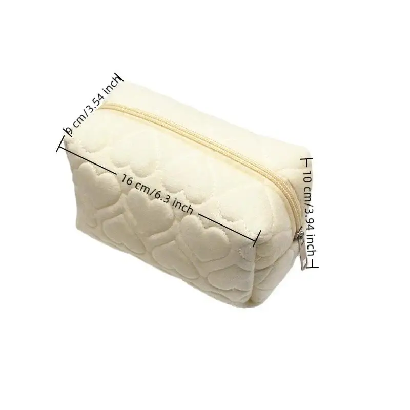 Love Pattern Plush Makeup Bag For Women Portable Travel Commuting Large Cosmetic Bags Zipper Toiletry Bag Washing Storage Bags