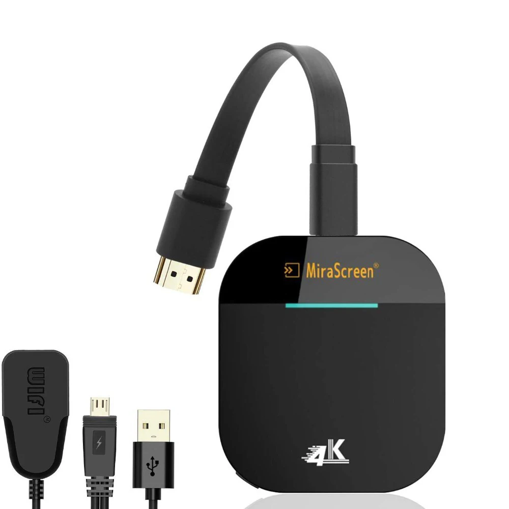 

4K беспроводной HDMI-совместимый адаптер для дисплея Wi-Fi потоковая передача фильмов ТВ-приемник с телефона на HDTV/монитор/проектор хром