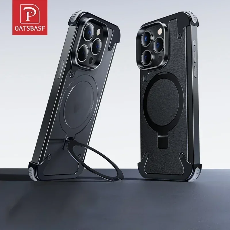 

Oatsbasf Phone Case with Finger Ring Holder Anti-Collision Light Weight Phone Cover Metal Phone Bumper for iPhone 13pro/ pro max