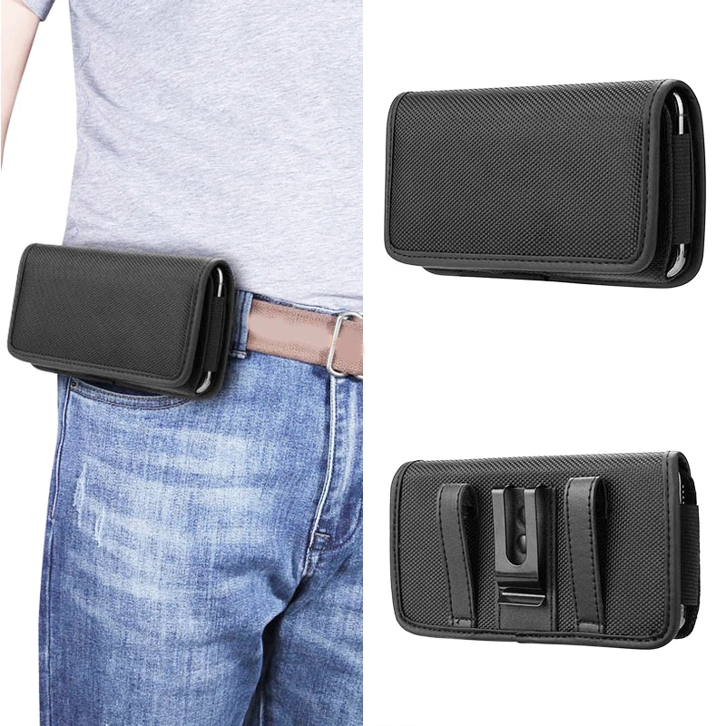 Bolsa de cintura oxford masculina, bolsa universal para celular, coldre de suporte, bolsa de cintura multifuncional, capa de cinto para celular