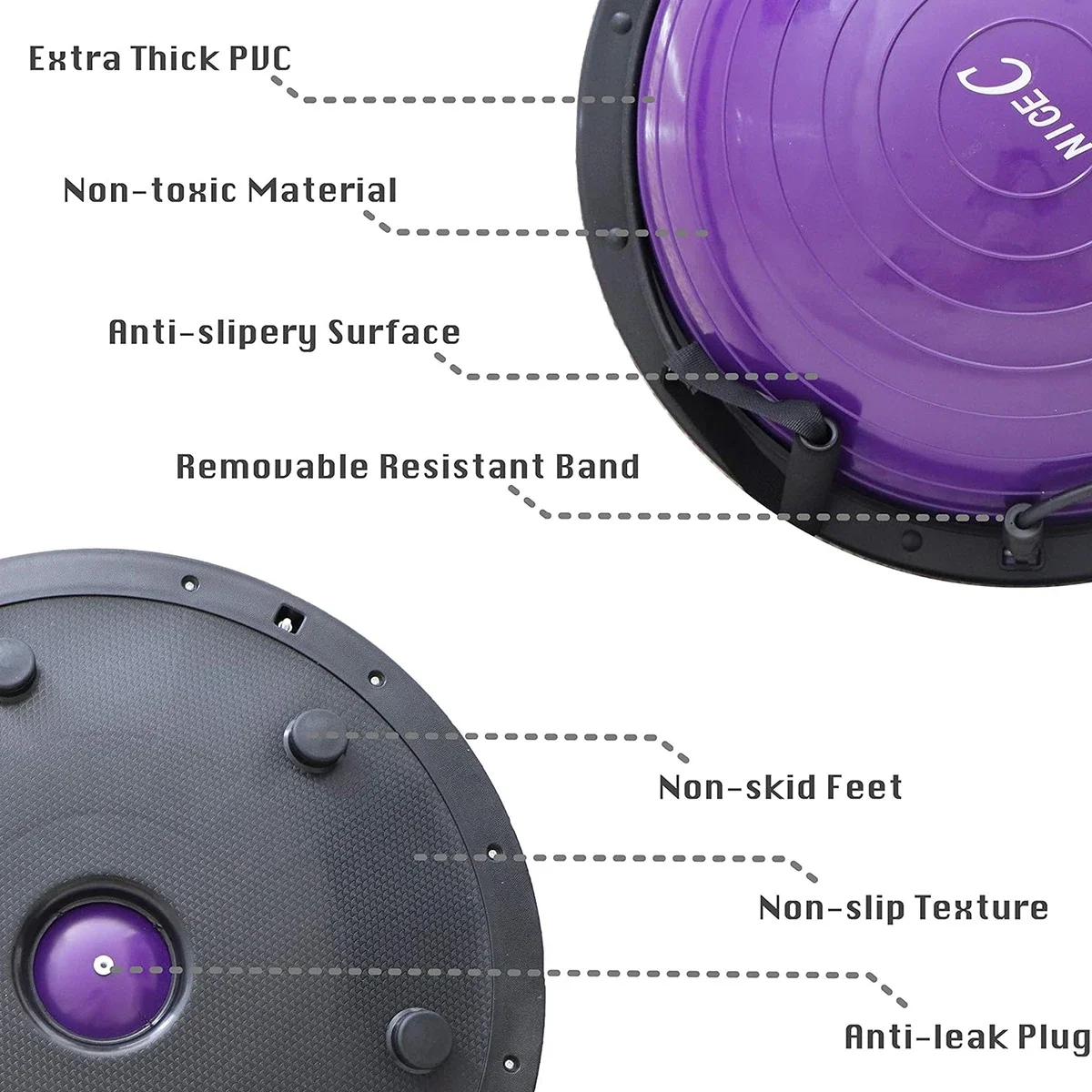 Factory 46cm Gymnastic Stability Improve Workout Half Balance Ball Foot Pump Balance Balls Half Balls