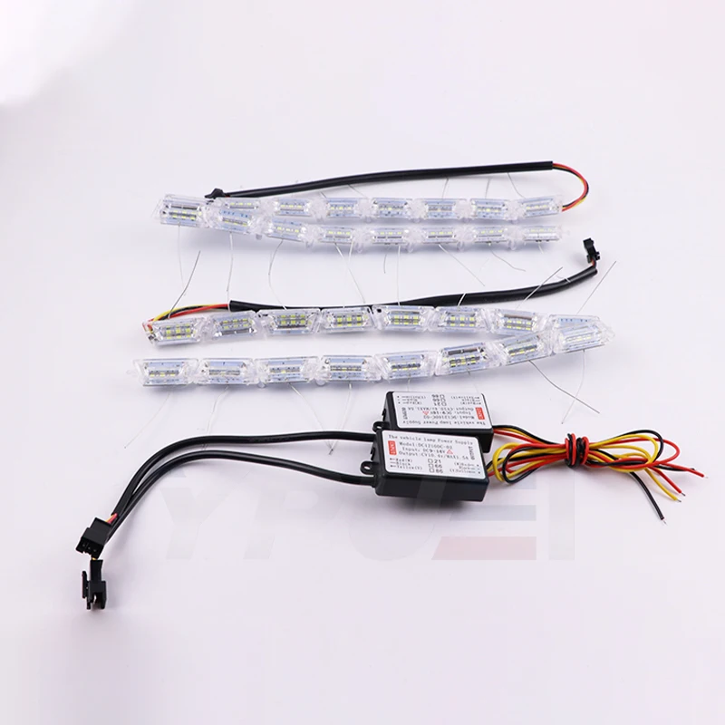 EURS 2pcs DRL Flexible Crystal LED Strip Daytime Running Lights Turn Signal  Flowing Car Auto Front Headlamp 16led white/Amber - AliExpress