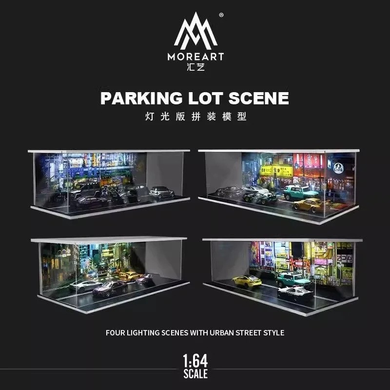 MoreArt&TimeMicro 1:64  Mazda Honda Yokohama Lamborghini  RocketBunny Assemble Diorama LED Lighting Garage USB Power Model Car S 5
