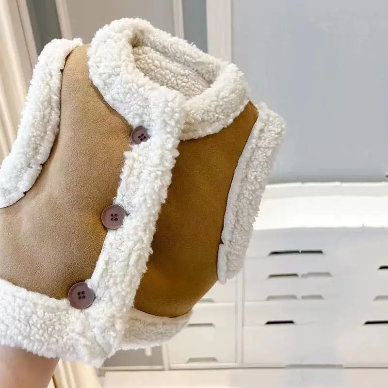 

Brown Polar Fleece Jacket Dog Clothes Korean Fashion Plush Waistcoat Small Dogs Clothing Cat Warm Soft Thick Winter Pet Products