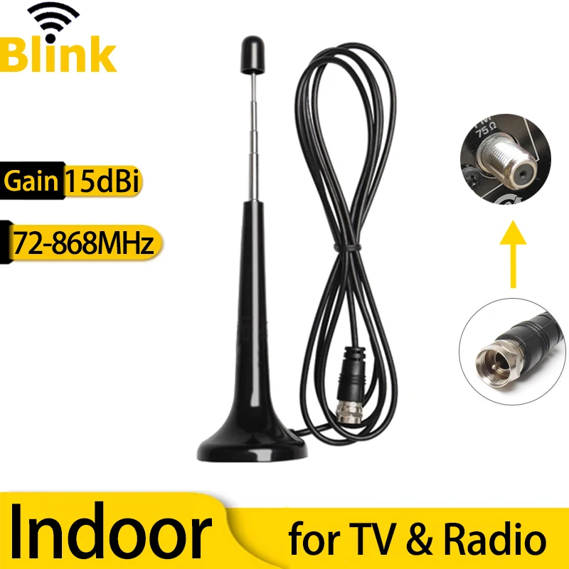 Antena de TV DTA250 de alta ganancia 5dBi, antenas digitales portátiles  para sintonizador de TV USB/Radio DAB aérea interior con Base magnética -  AliExpress