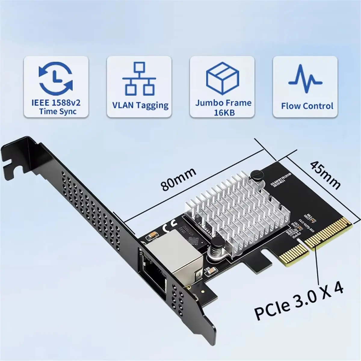 AAAE 업그레이드 PCIe 3.0 X4 1포트 10G RJ45 네트워크 카드 - Realtek RTL8127 (PXE) 서버 및 워크스테이션 NAS용 W 지원