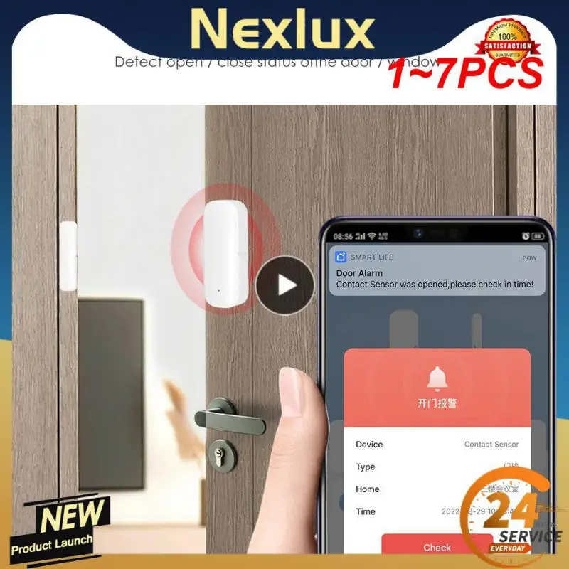 

1~7PCS Tuya WiFi Door Sensor Open/Close Detector Window Door Sensor APP Remote Control Linked Alarm Smartlife Support Alexa