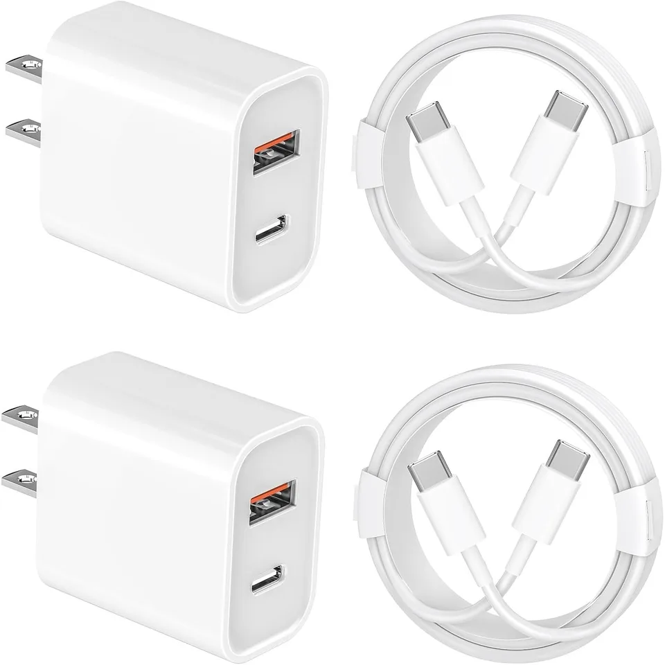 Dual Port 20W USB C Wall Charger with Cable